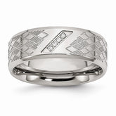 Sophia Jewelers Stainless Steel Wedding Band with Polished CZ Elegance